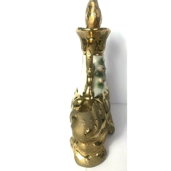 Vintage 1972 James B Jim Beam Weeping Gold Whisky Flowers Decanter Empty Bottle  - Picture 5 of 9